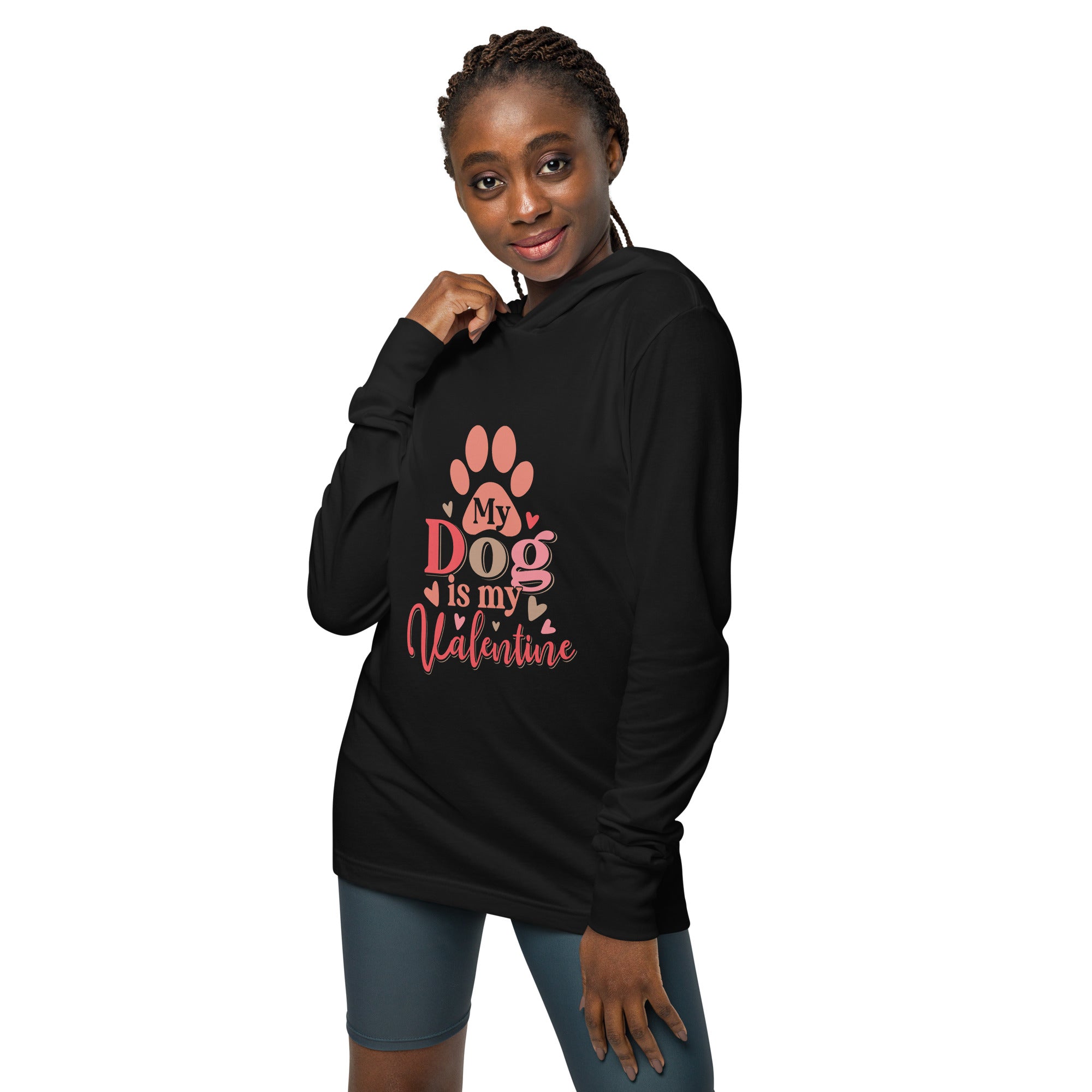 My Dog Is My Valentine Hooded Long Sleeve Tee | Available in 3 Colors